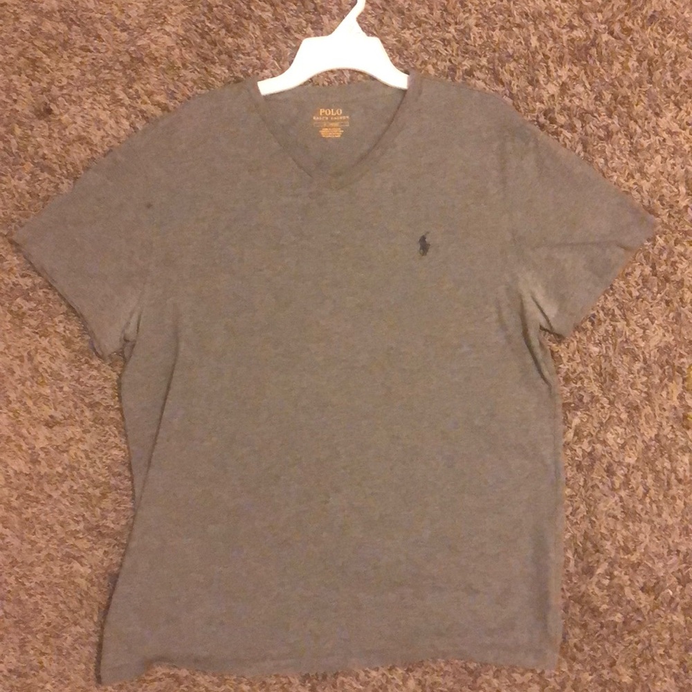 Gray v-neck polo